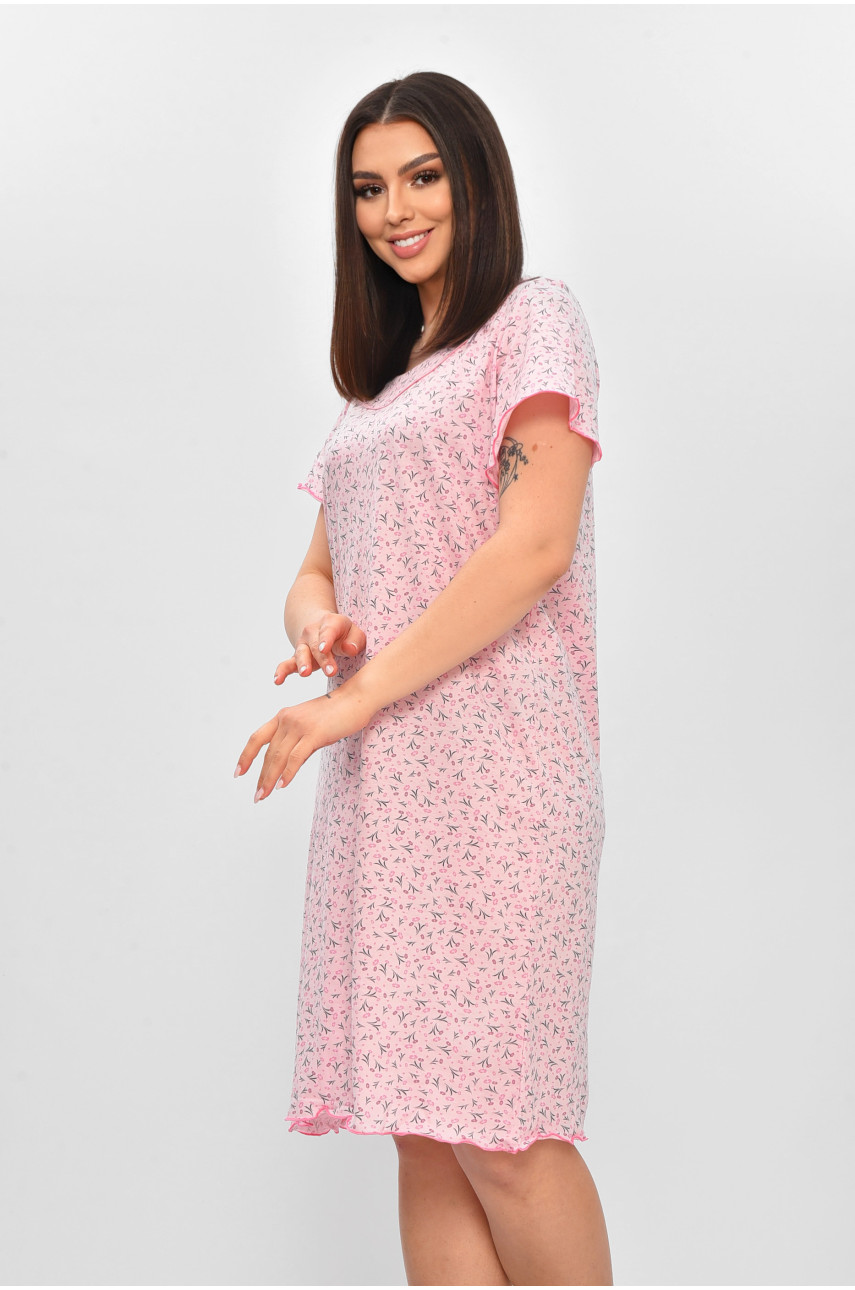 Нічна сорочка жіноча напівбатальна рожевого кольору з принтом 625 209676