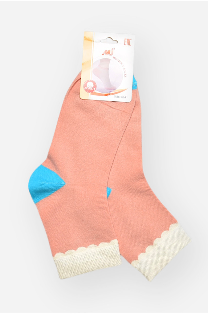 Носки женские медицинские демисезонные пудрового цвета 209795