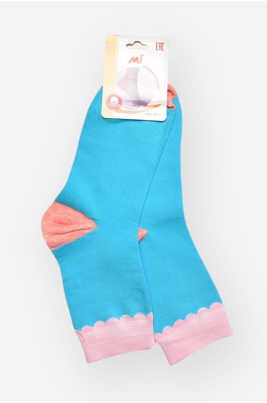 Носки женские медицинские демисезонные голубого цвета 209796