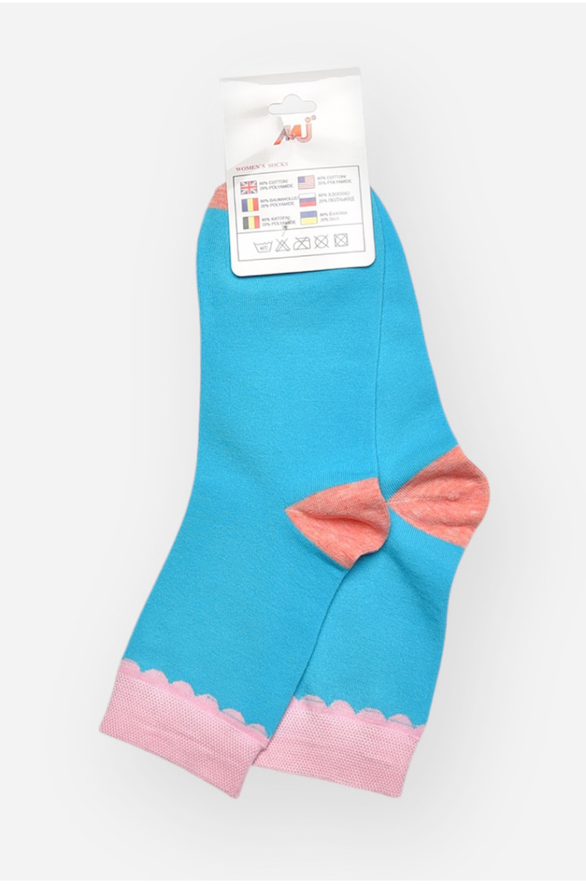 Носки женские медицинские демисезонные голубого цвета 209796