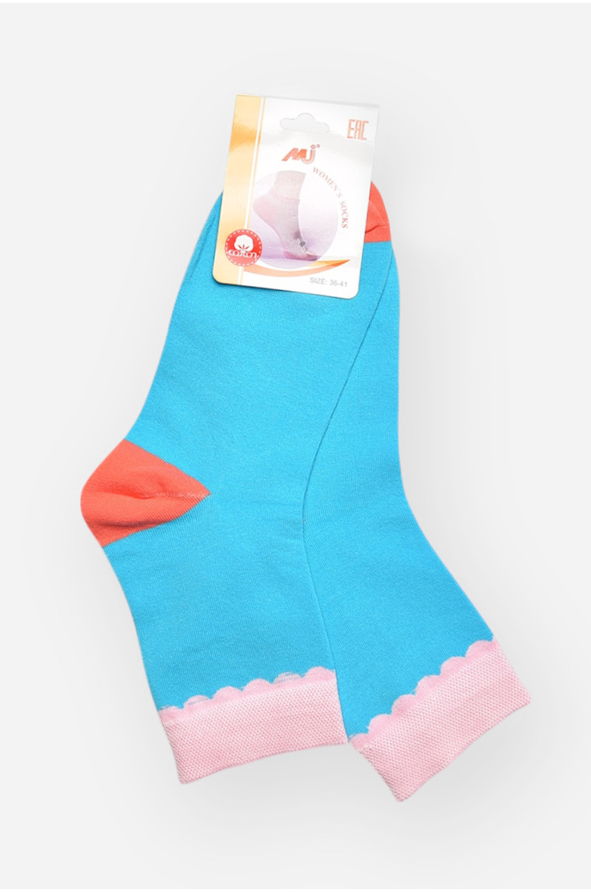 Носки женские медицинские демисезонные голубого цвета 209797