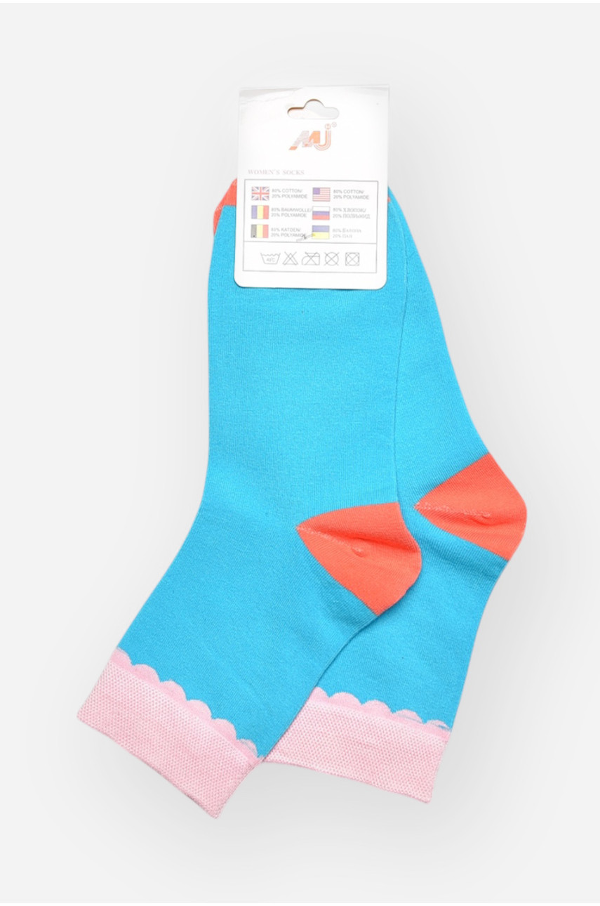 Носки женские медицинские демисезонные голубого цвета 209797