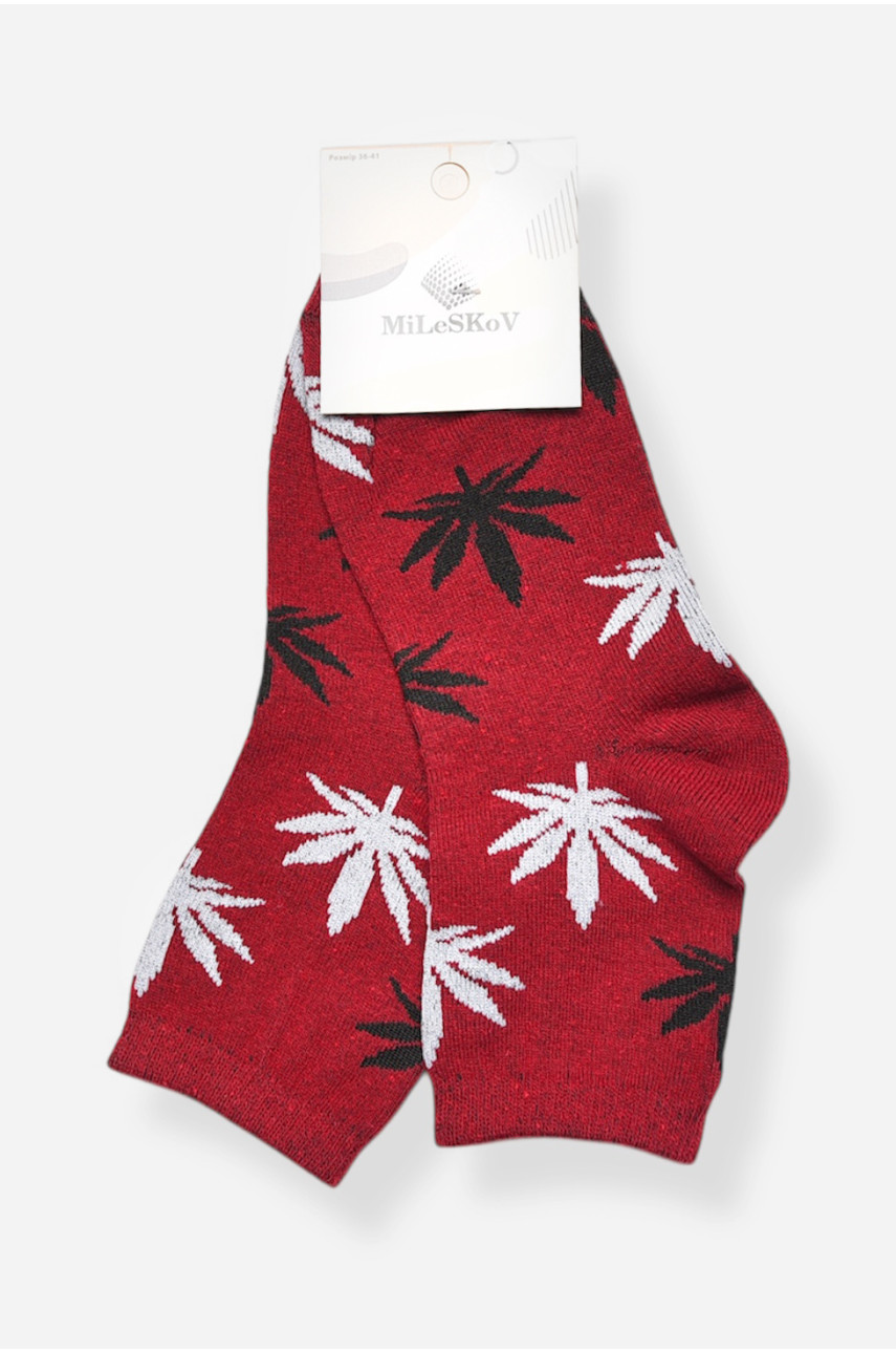 Шкарпетки жіночі демісезонні бордового кольору L168 209877