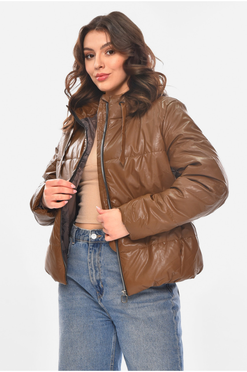 Куртка жіноча демісезонна коричнивого кольору 286 209920