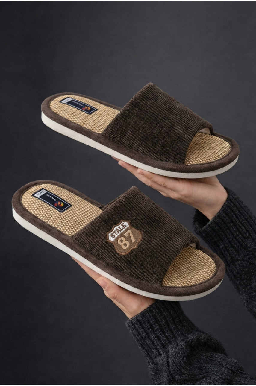 Тапочки комнатные мужские тёмно-коричневого цвета 8212 209980