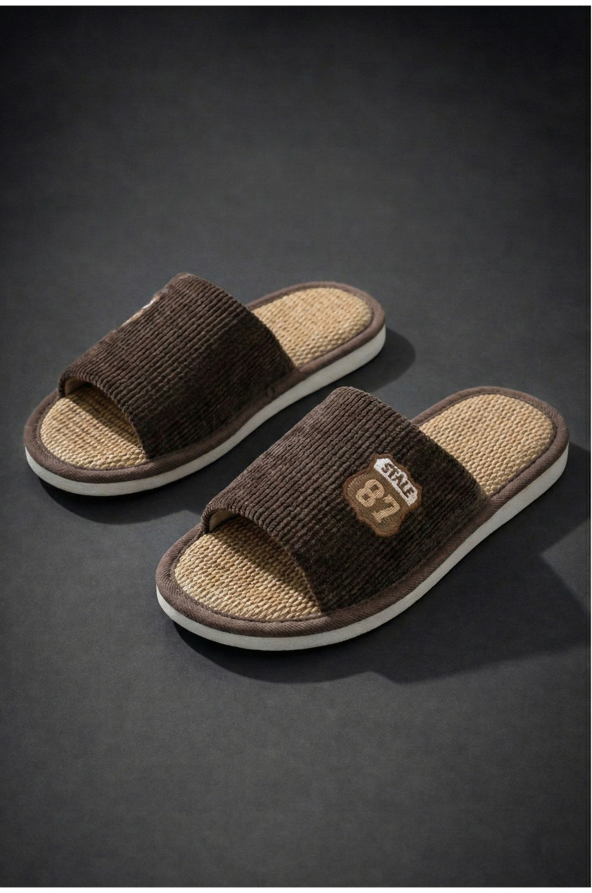 Тапочки комнатные мужские тёмно-коричневого цвета 8212 209980