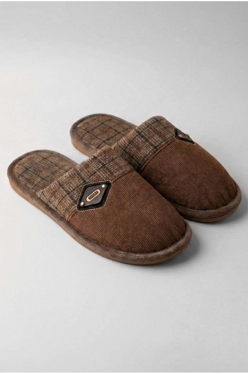 Тапочки комнатные мужские тёмно-коричневого цвета D369 209983