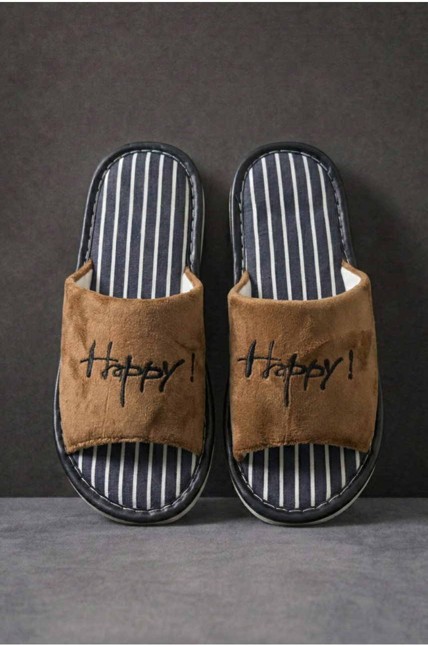 Тапочки комнатные мужские тёмно-коричневого цвета Н57 209986