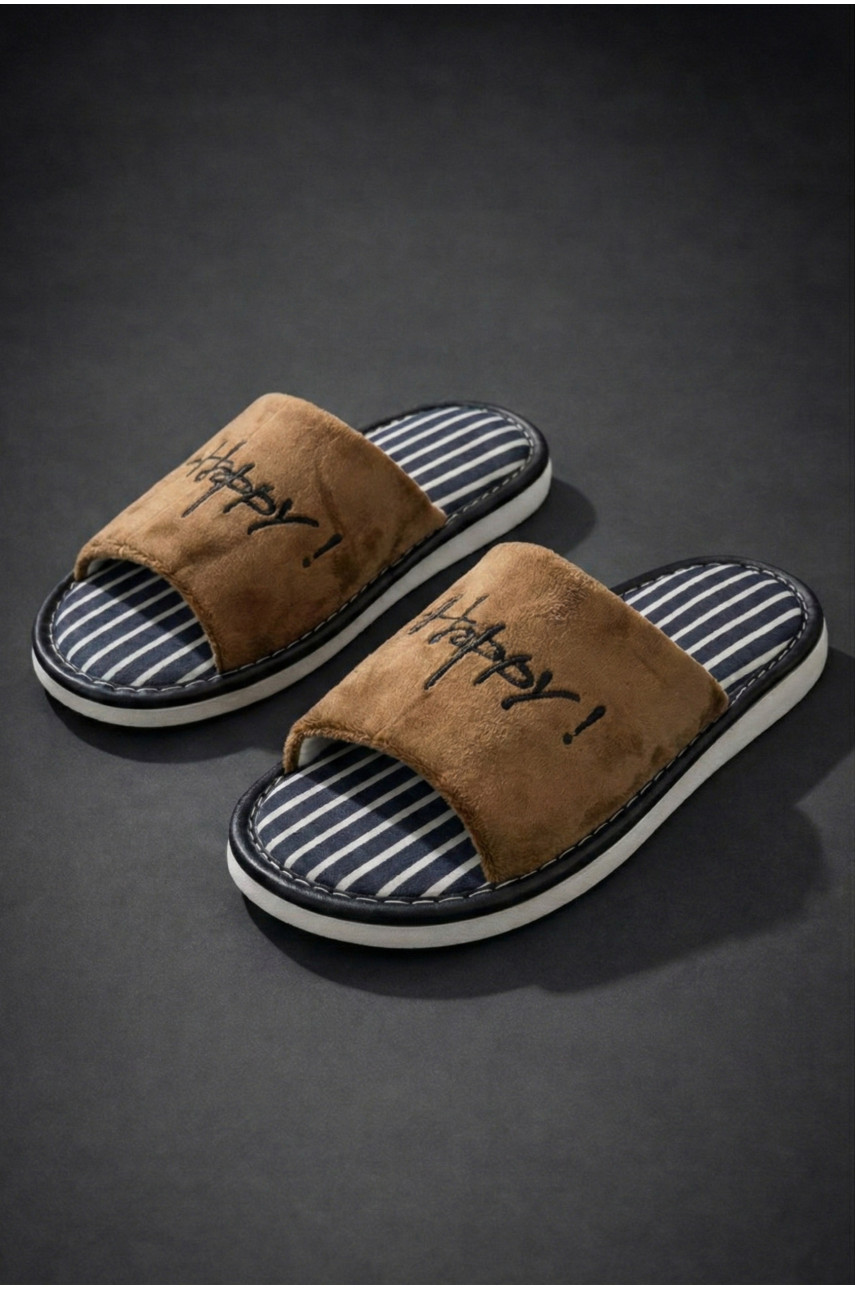 Тапочки комнатные мужские тёмно-коричневого цвета Н57 209986