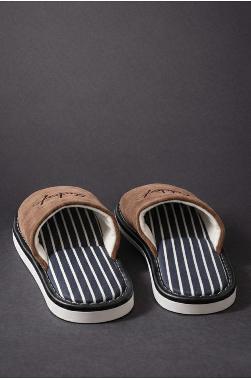 Тапочки комнатные мужские тёмно-коричневого цвета Н57 209986