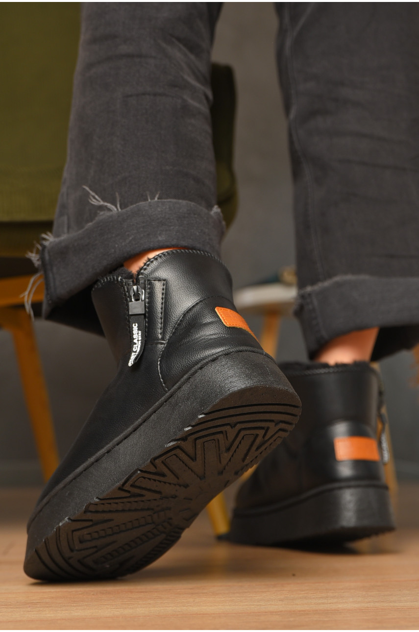 Угги женские черного цвета на меху искуственная кожа Уценка DG18-В 210015