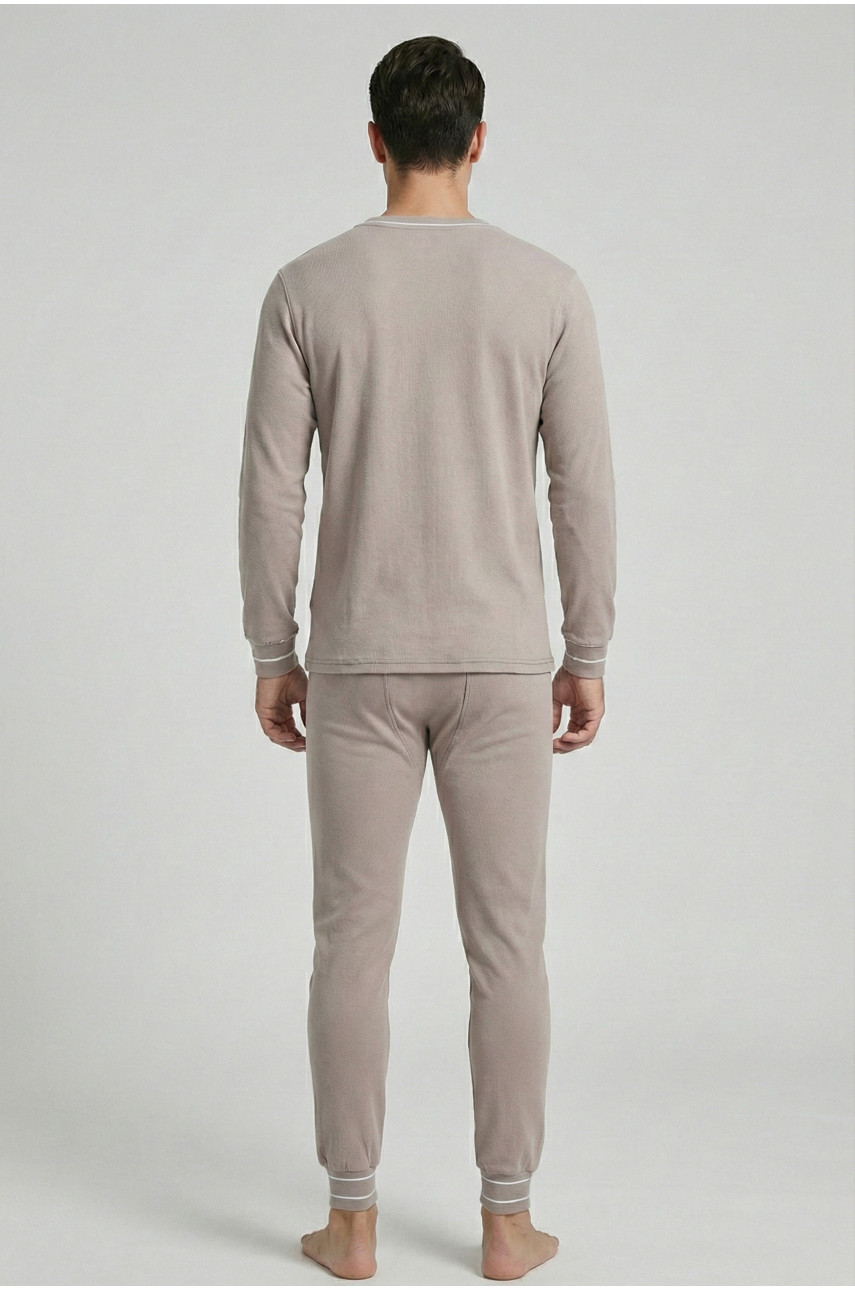 Термобелье мужское на флисе бежевого цвета 210019