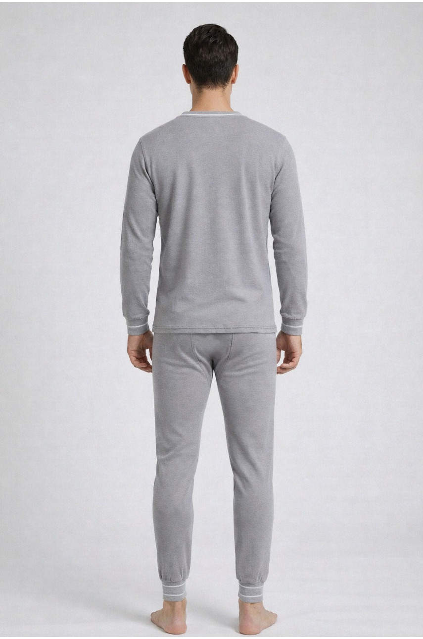 Термобелье мужское на флисе светло-серого цвета 210020