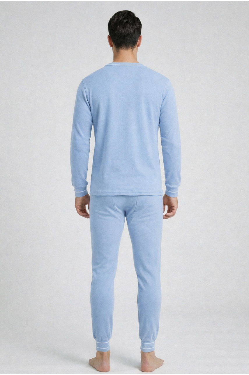 Термобелье мужское на флисе голубого цвета 210021