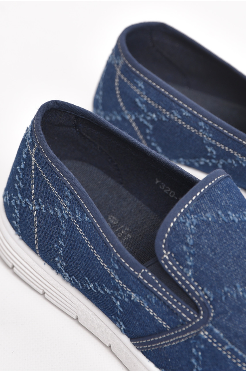 Мокасины мужские синего цвета текстиль 320-1 210022