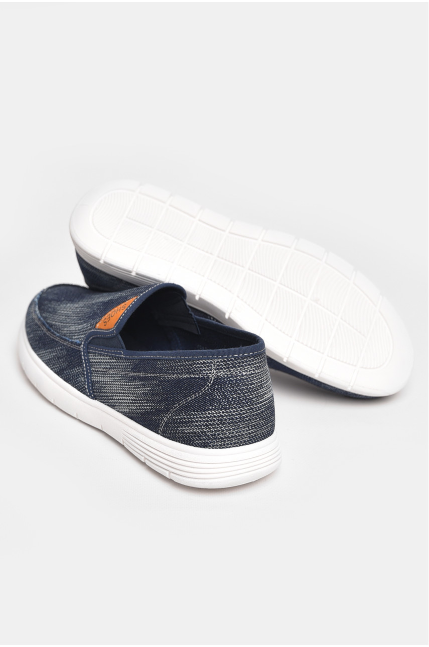 Мокасины мужские синего цвета текстиль 315-1 210023