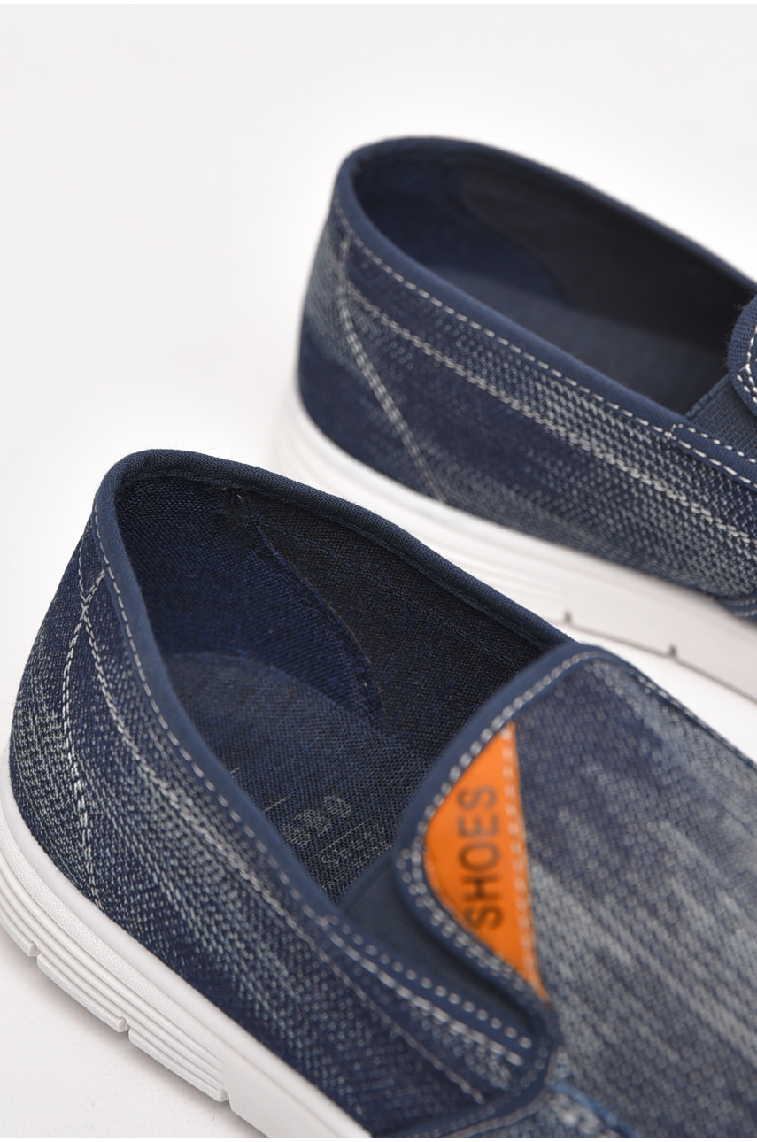 Мокасины мужские синего цвета текстиль 315-1 210023