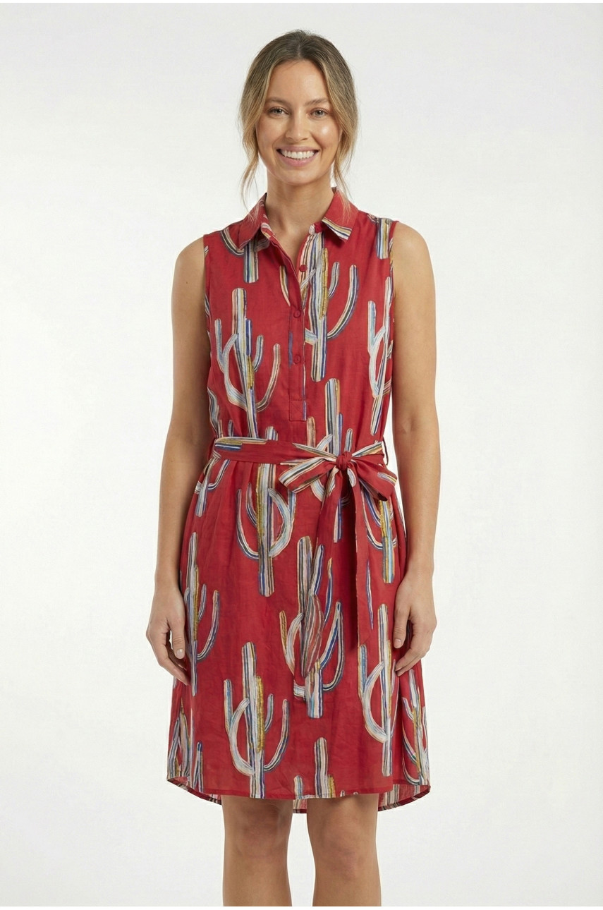 Сарафан женский красного цвета с принтом 210026