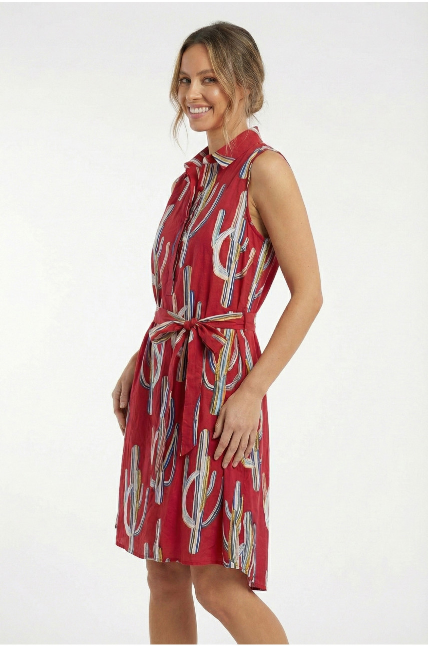 Сарафан женский красного цвета с принтом 210026