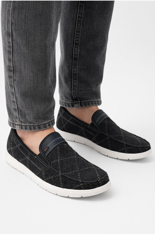 Мокасины мужские черного цвета текстиль 322 210029