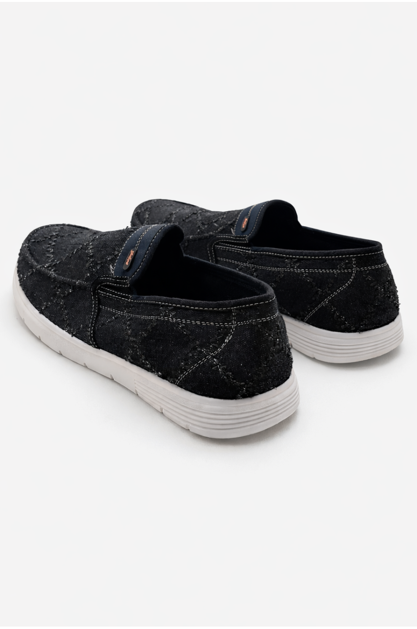 Мокасины мужские черного цвета текстиль 322 210029