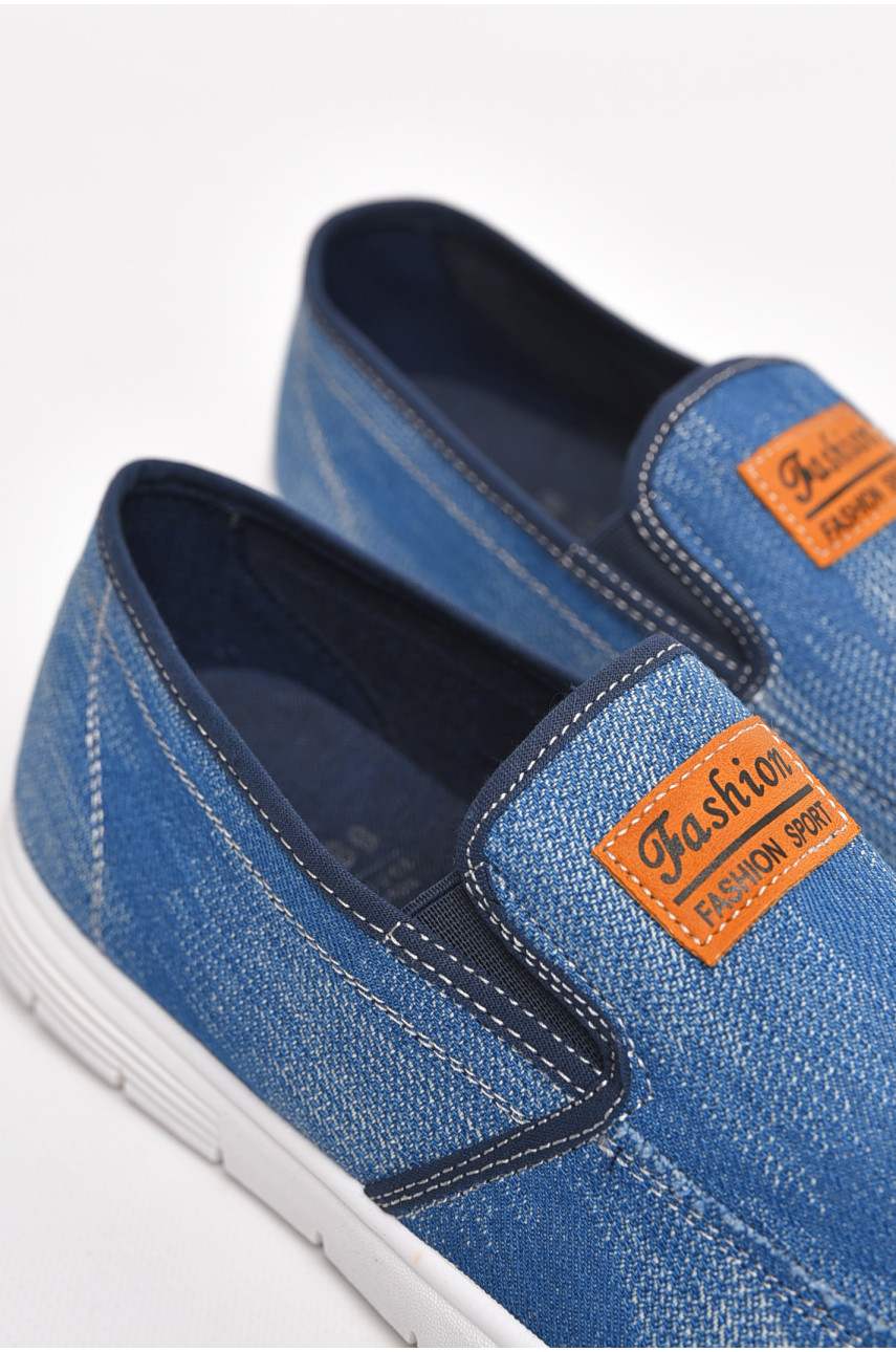 Мокасины мужские голубого цвета текстиль 313-2 210032