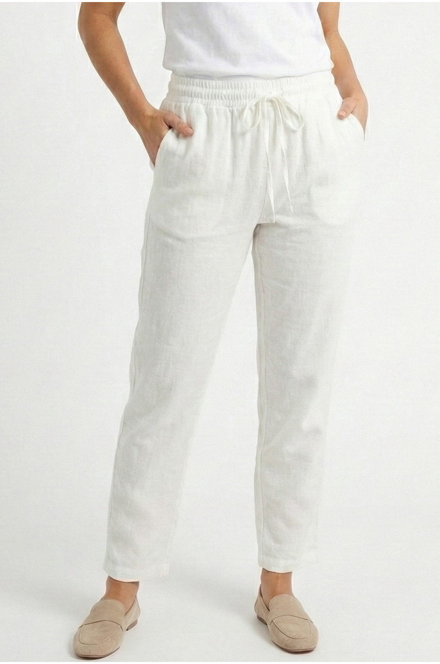 Штаны женские однотонные белого цвета 210034