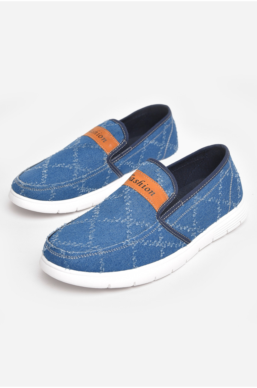 Мокасины мужские синего цвета текстиль 321-2 210035