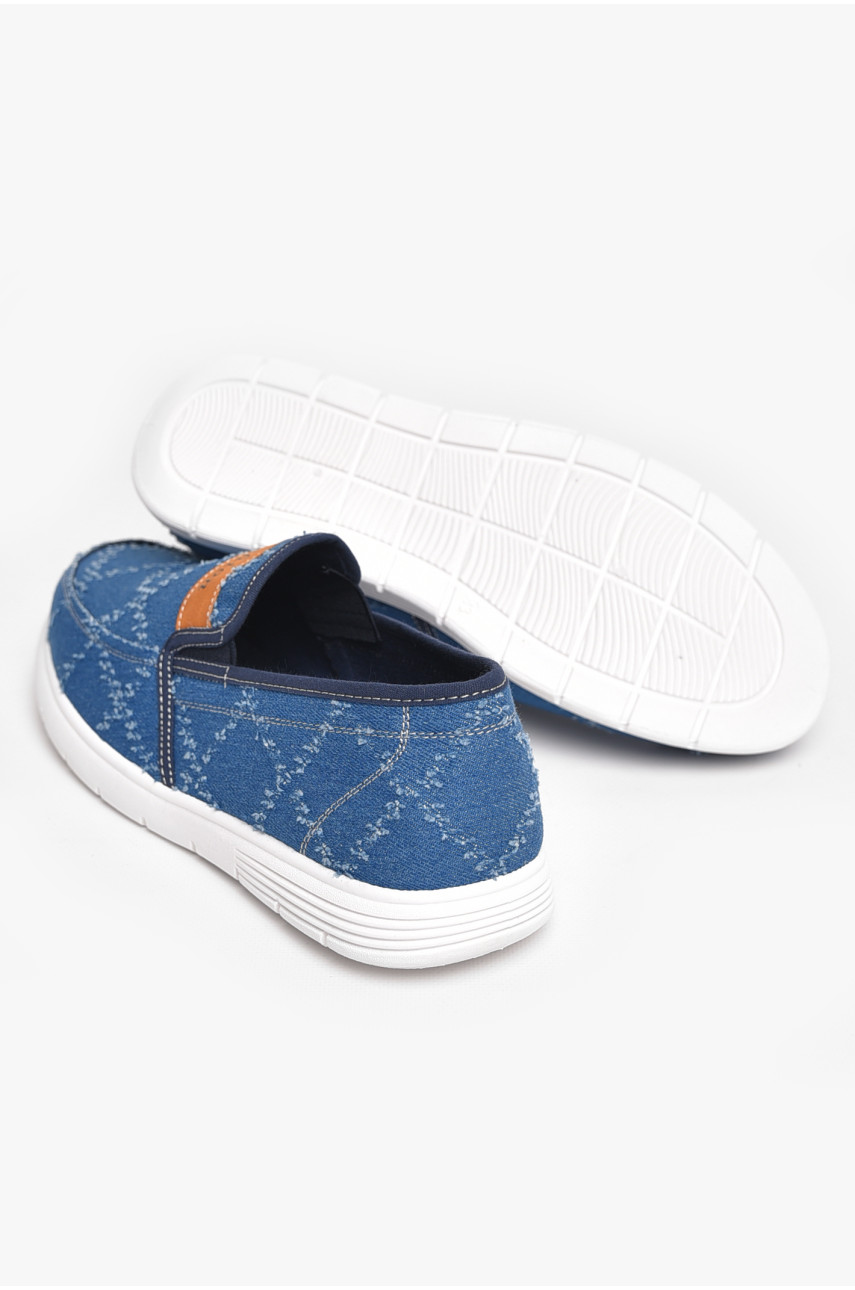 Мокасины мужские синего цвета текстиль 321-2 210035