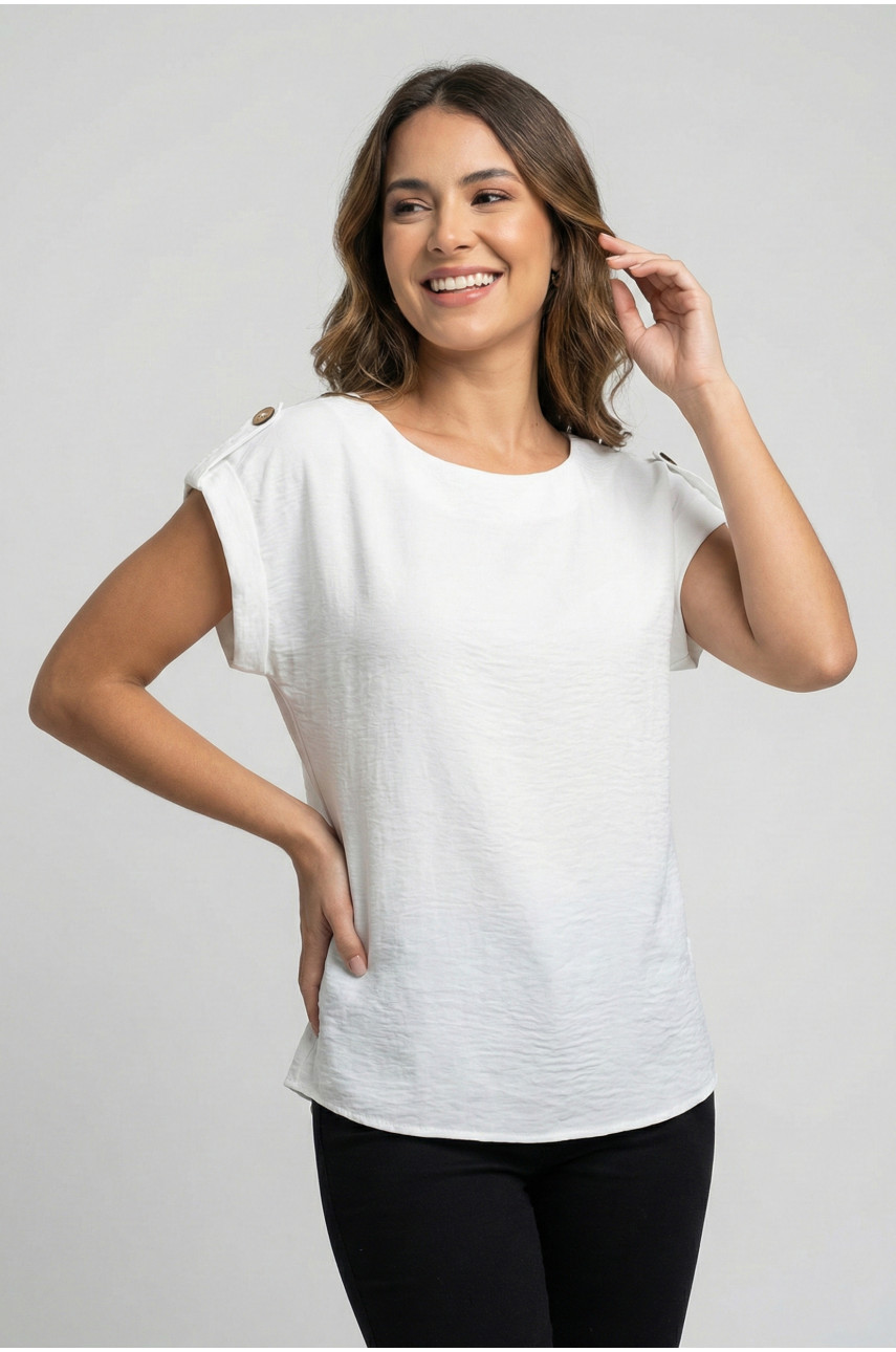 Блуза женская однотонная белого цвета 210036