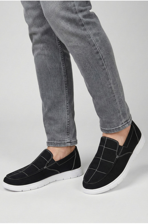 Мокасины мужские черного цвета текстиль 330 210038