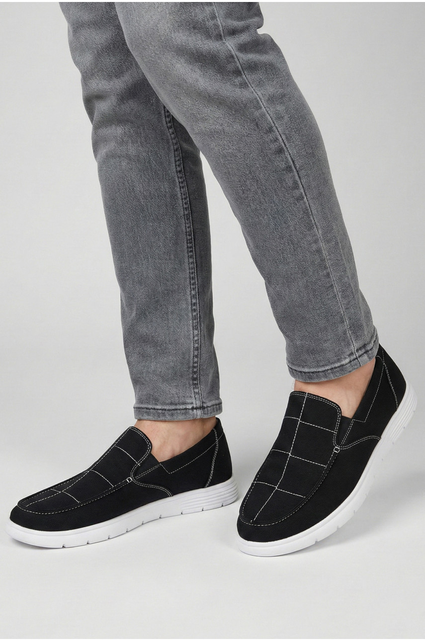 Мокасины мужские черного цвета текстиль 330 210038