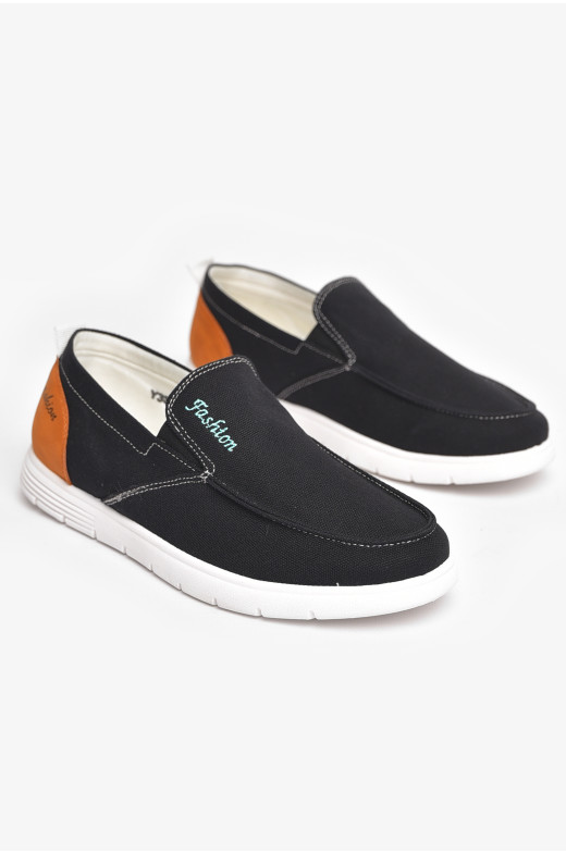 Мокасины мужские черного цвета текстиль Y337 210039