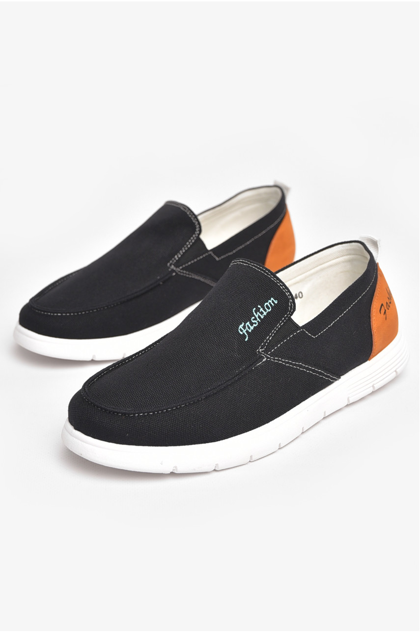 Мокасины мужские черного цвета текстиль Y337 210039