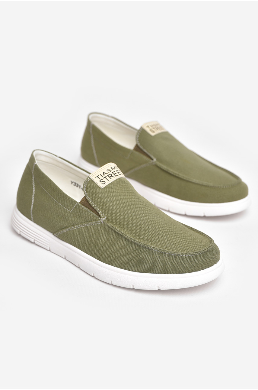 Мокасины мужские зеленого цвета текстиль Y331-6 210040