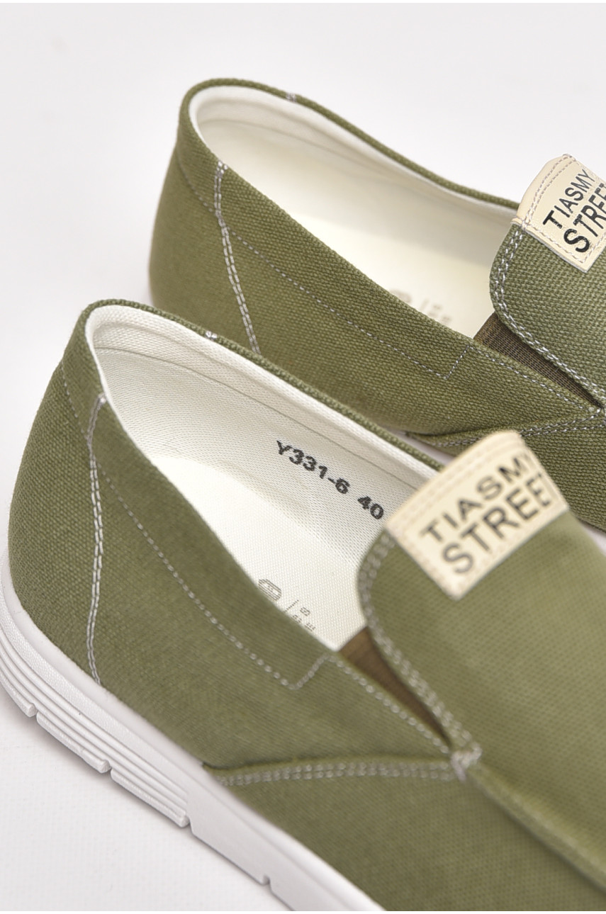 Мокасины мужские зеленого цвета текстиль Y331-6 210040
