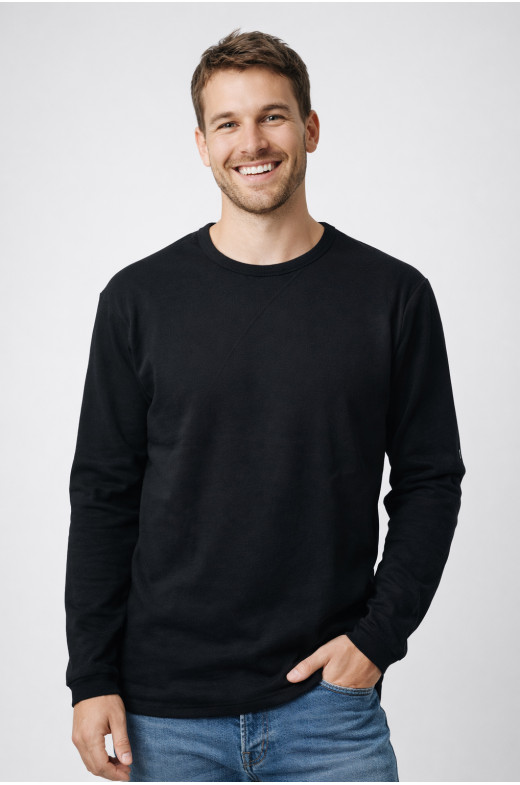 Кофта мужская однотонная на флисе черного цвета 210042