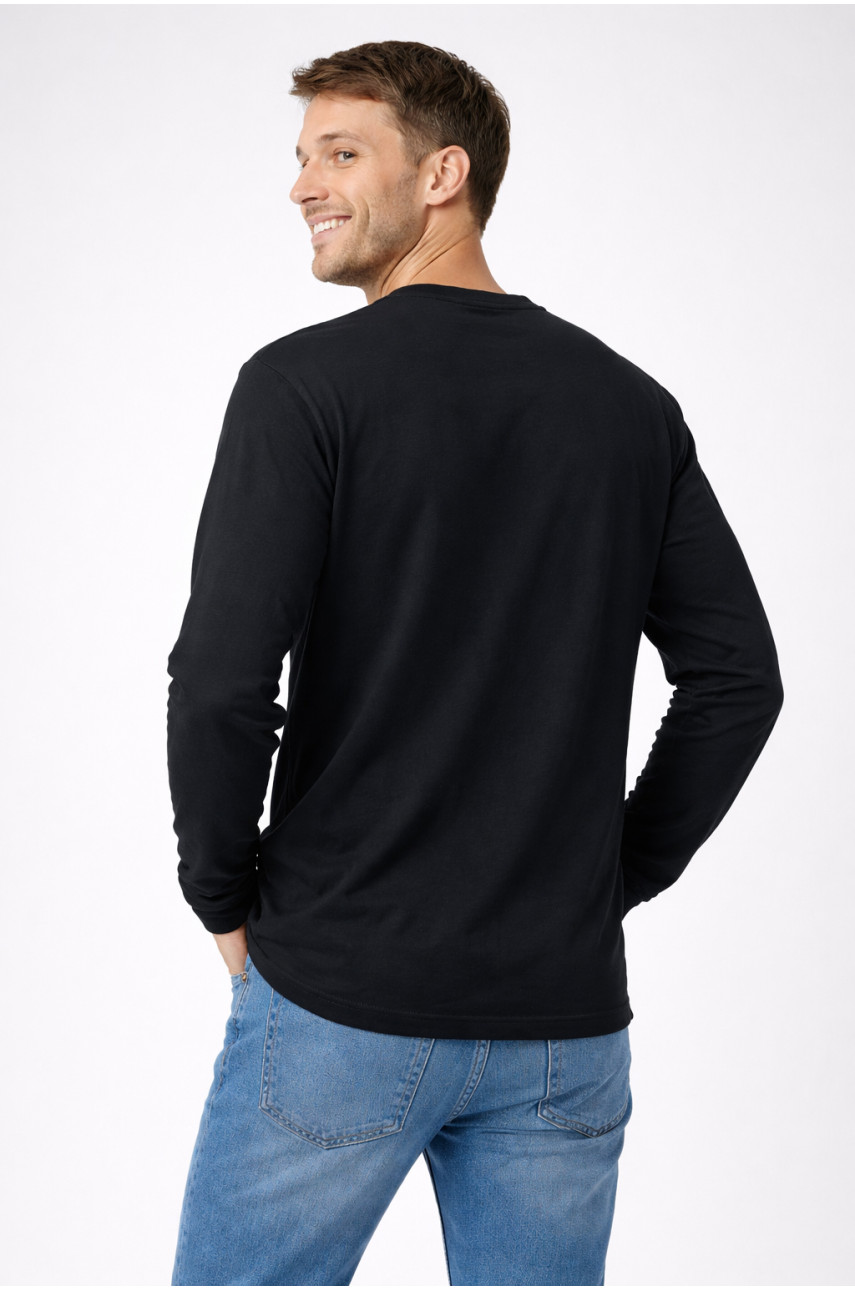 Кофта мужская однотонная на флисе черного цвета 210042