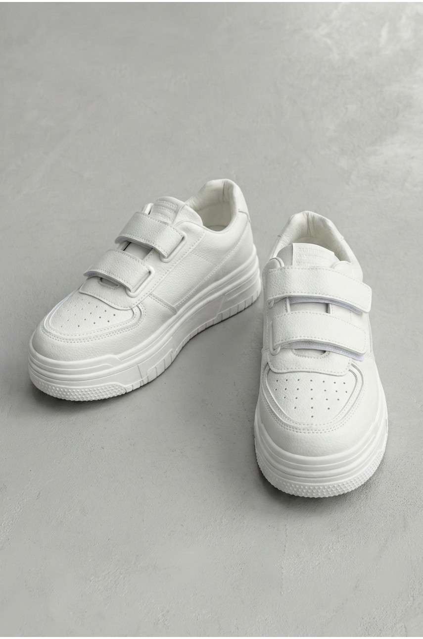 Кроссовки женские молочного цвета на липучке L619-3 210043