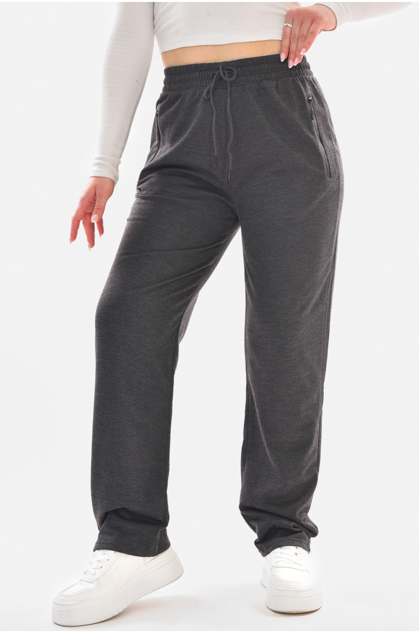 Спортивные штаны полубатальные женские серого цвета 2076-21 210047