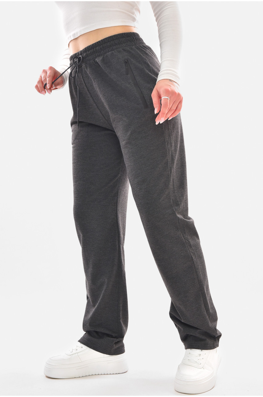 Спортивные штаны полубатальные женские серого цвета 2076-21 210047
