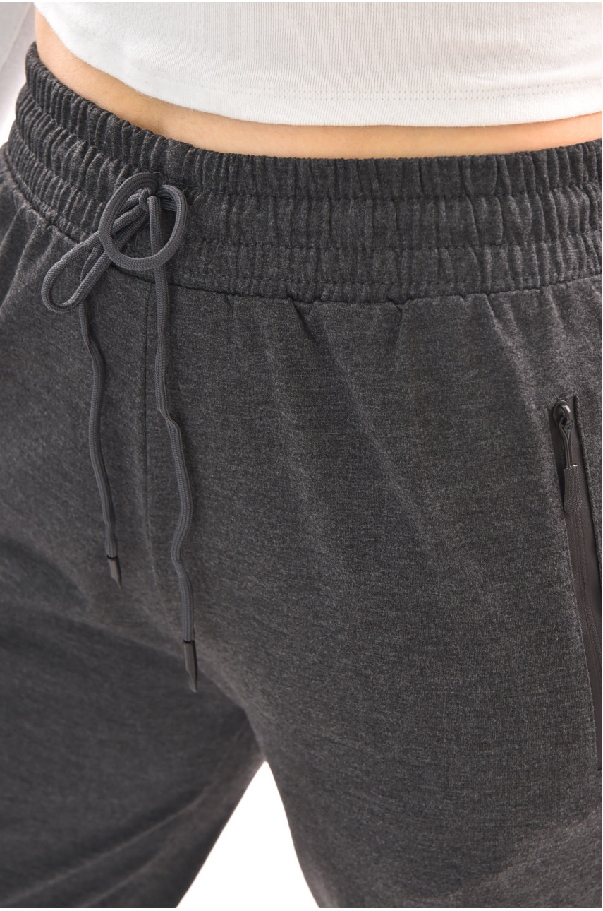 Спортивные штаны полубатальные женские серого цвета 2076-21 210047