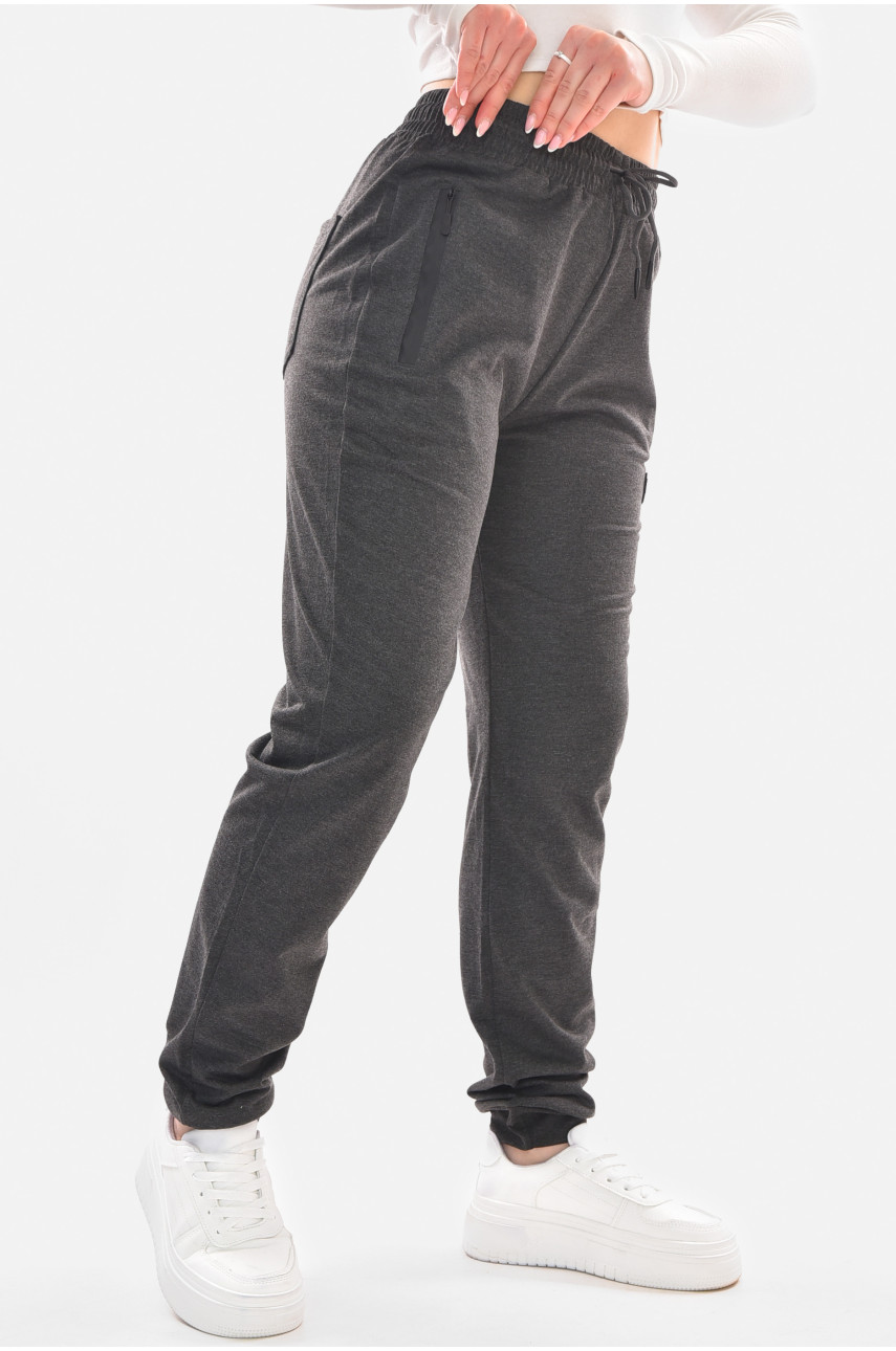 Спортивные штаны женские полубатальные тёмно-серого цвета 2076-19 210049