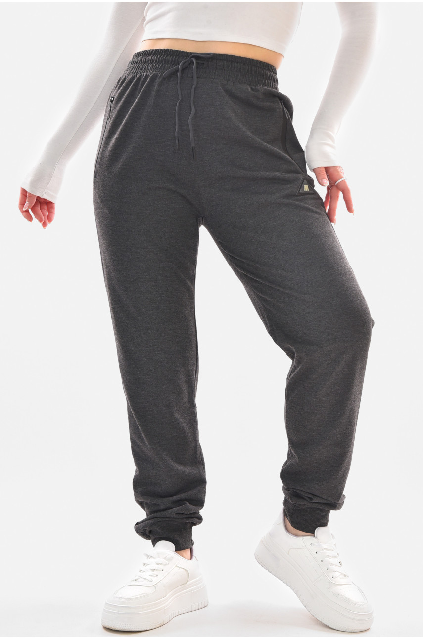 Спортивные штаны женские полубатальные тёмно-серого цвета 2076-24 210050