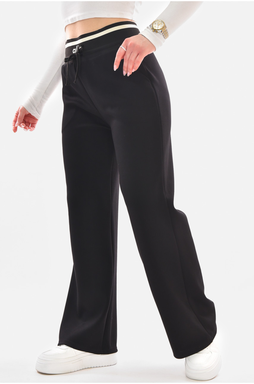 Штаны женские полубатальные однотонные черного цвета 9640-1 210052