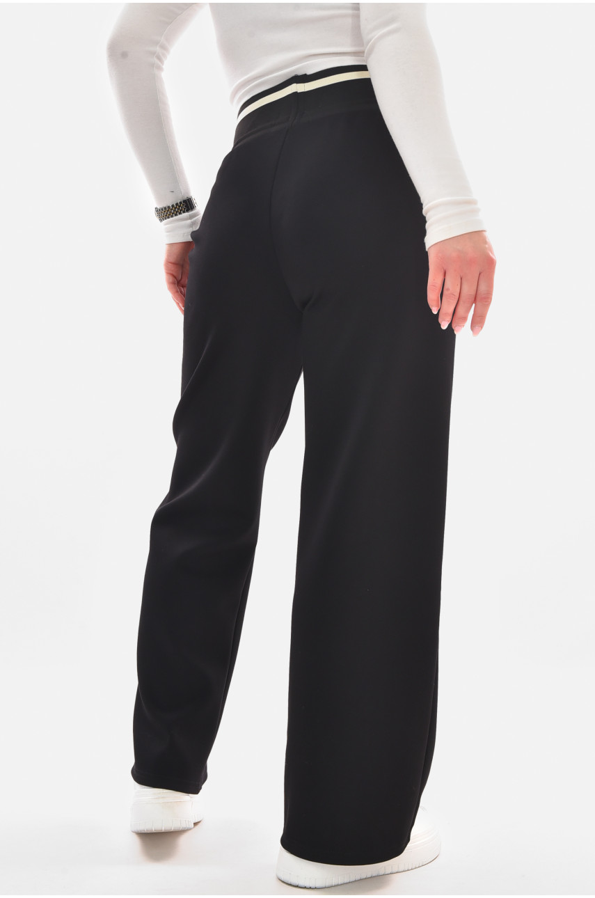 Штаны женские полубатальные однотонные черного цвета 9640-1 210052