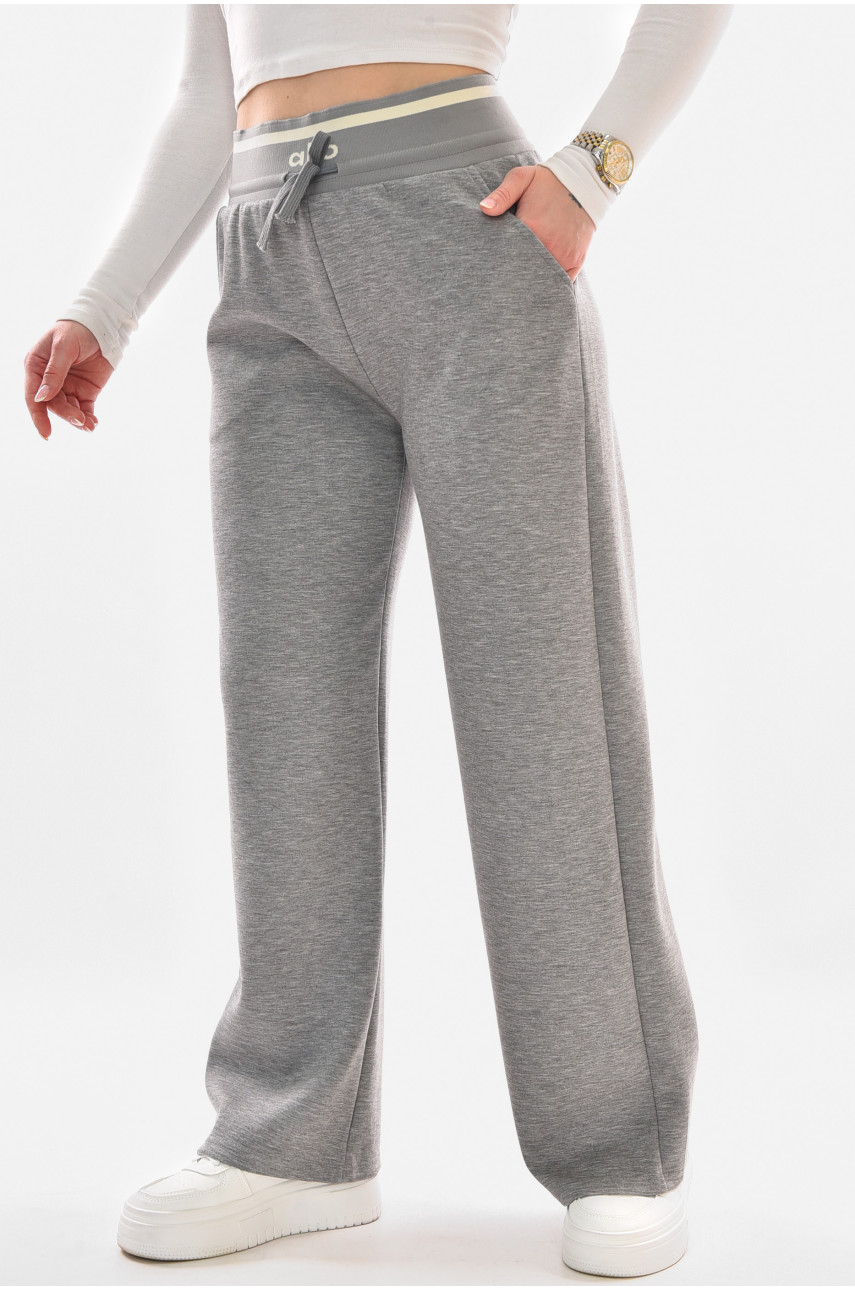 Штаны женские полубатальные однотонные серого цвета 9640-1 210053