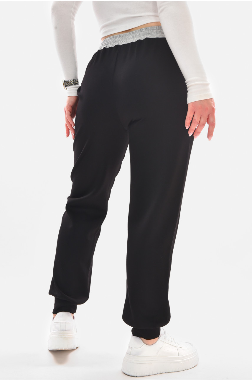 Спортивные штаны женские черного цвета 9641-3 210055