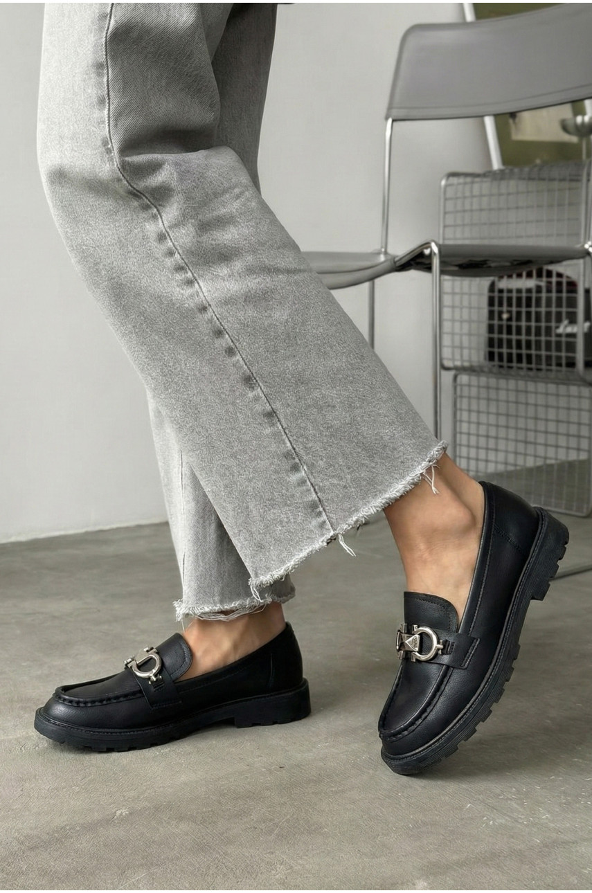 Туфли-лоферы женские черного цвета JB1710-1 210066