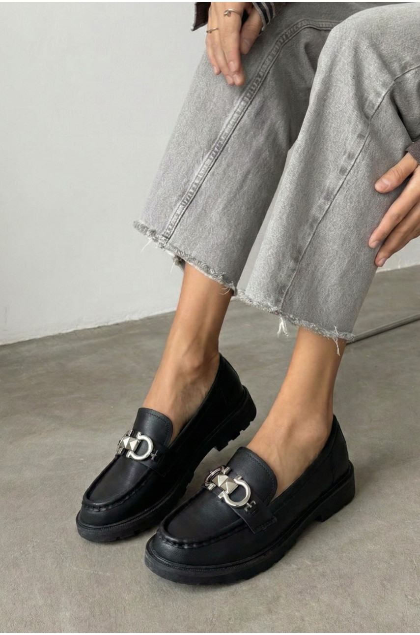 Туфли-лоферы женские черного цвета JB1710-1 210066